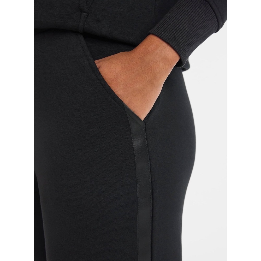 Avia Womens Black Wide Leg Fleece Pants Side Stripe Medium 8-10 Athleisure - Picture 5 of 6